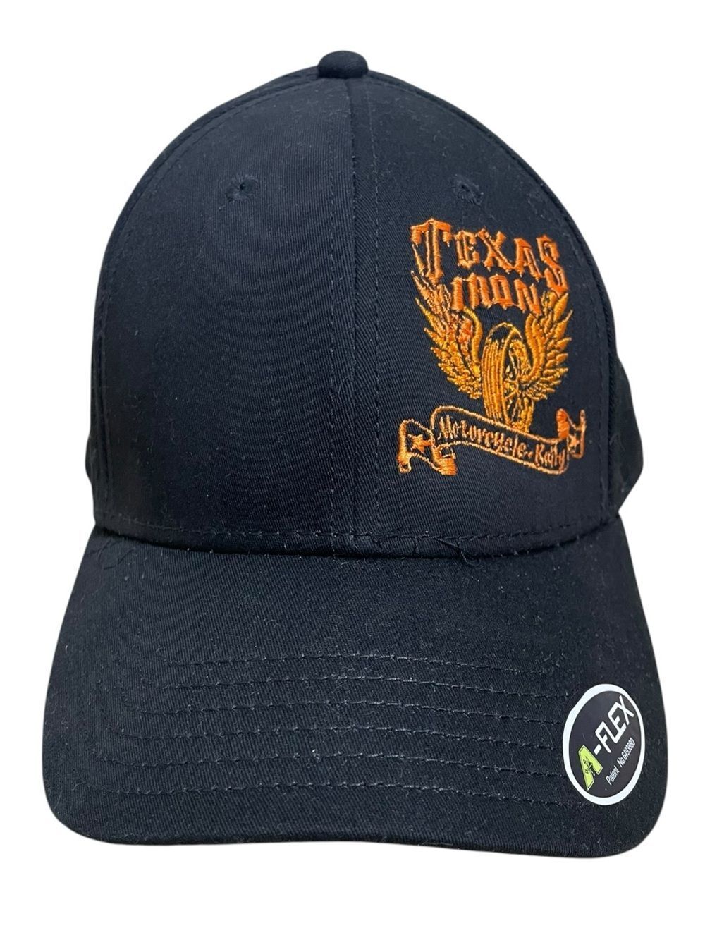 Texas Iron Motorcycle Rally Black Flexfit Baseball Cap L/XL Embroidered Hat